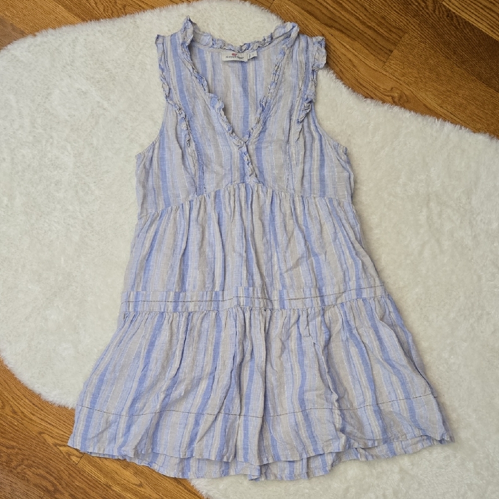 Vineyard Vines Blue/Grey Linen Dress, Womens Small, Great Condition